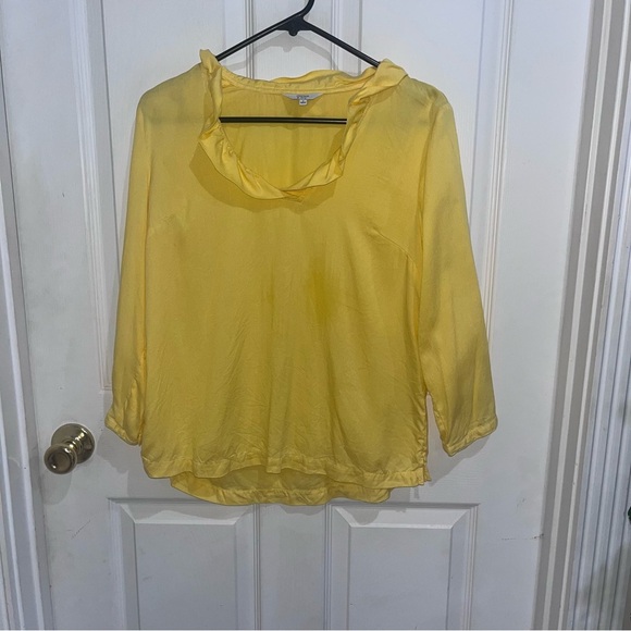 Crown & Ivy Yellow Ruffle Neck Blouse /b-57 - Picture 1 of 3